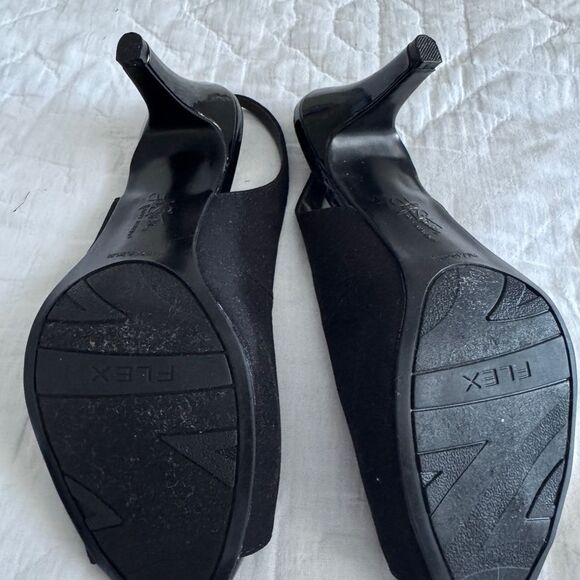 LifeStride Teller Black Peep Toe Slingback Women’s 7M Comfort Shoes 3.5” Heel - Picture 9 of 15